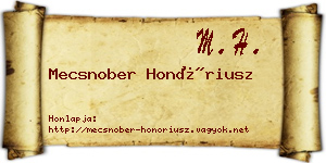 Mecsnober Honóriusz névjegykártya